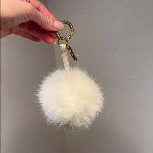 Fendi Cream Fox Fur Pom Pom Purse Charm/Key Holder